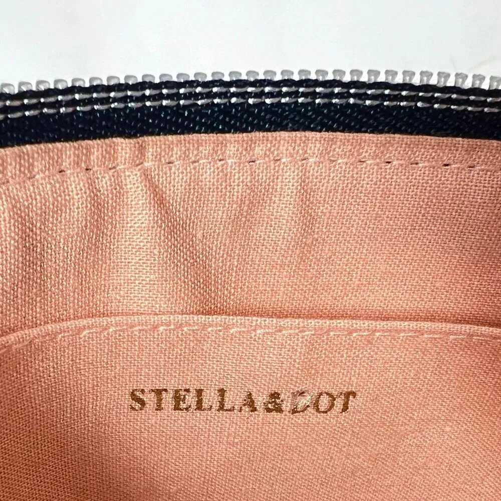 Stella & Dot‎ Purse Beaded Embroidered Clutch Handbag Half Circle Dark Navy